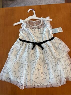 Cat & Jack White and Black Ruffle Toddler Swim Top